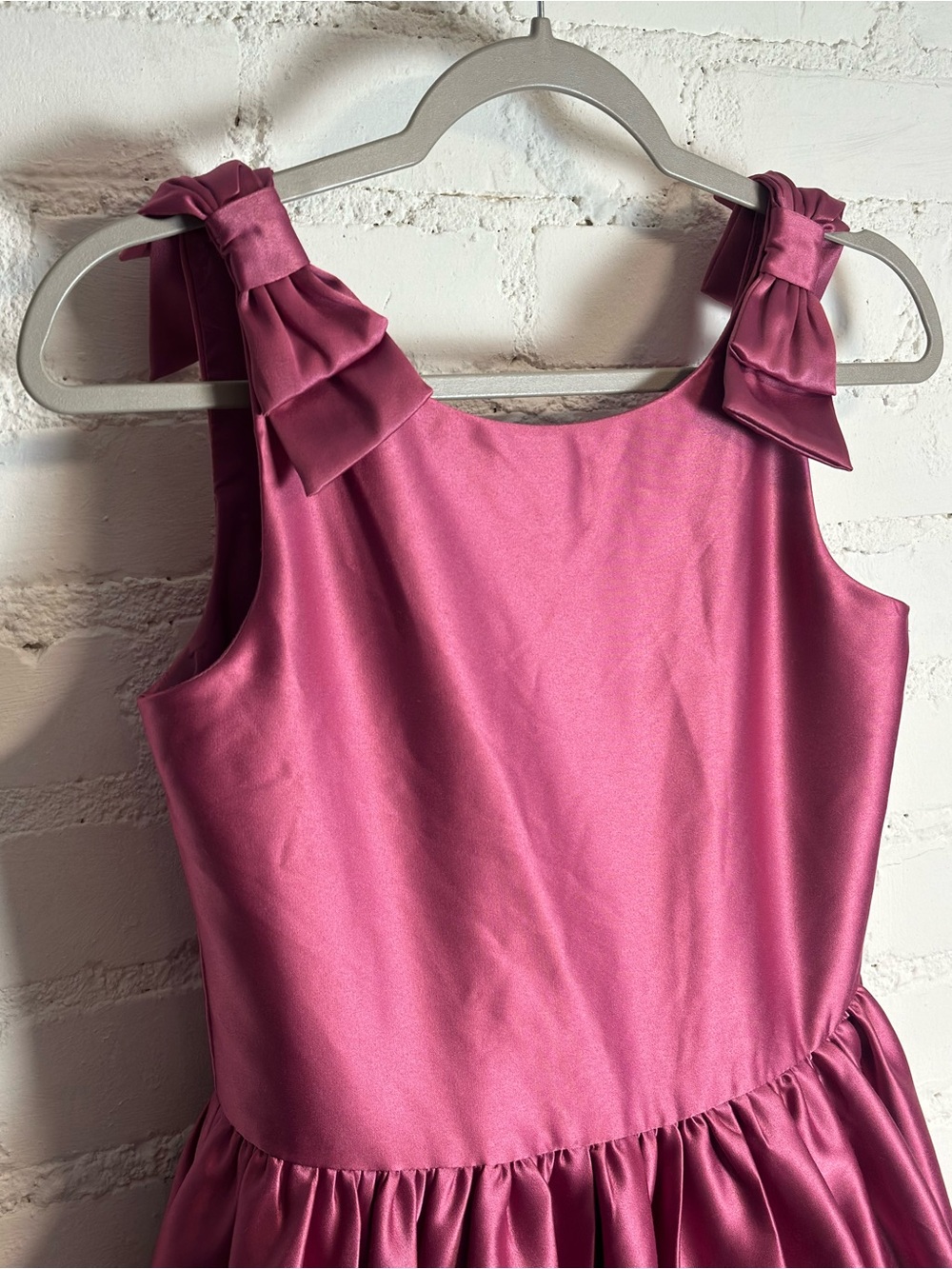 Janie & Jack Girls Satin Bow Sleeve Recital Party Wedding Dress Pink violet 12 - Picture 3 of 9